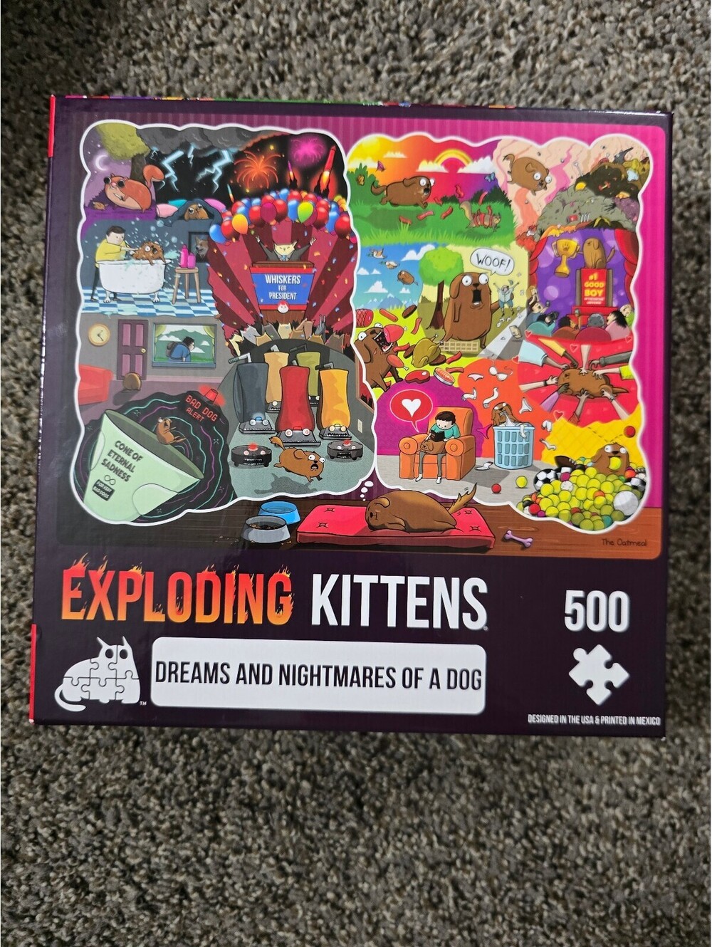 Exploding Kittens 500 Piece Puzzle - Dreams and Nightmares of a Dog